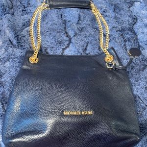 Michael Kors Navy &Gold chain handbag. Like new